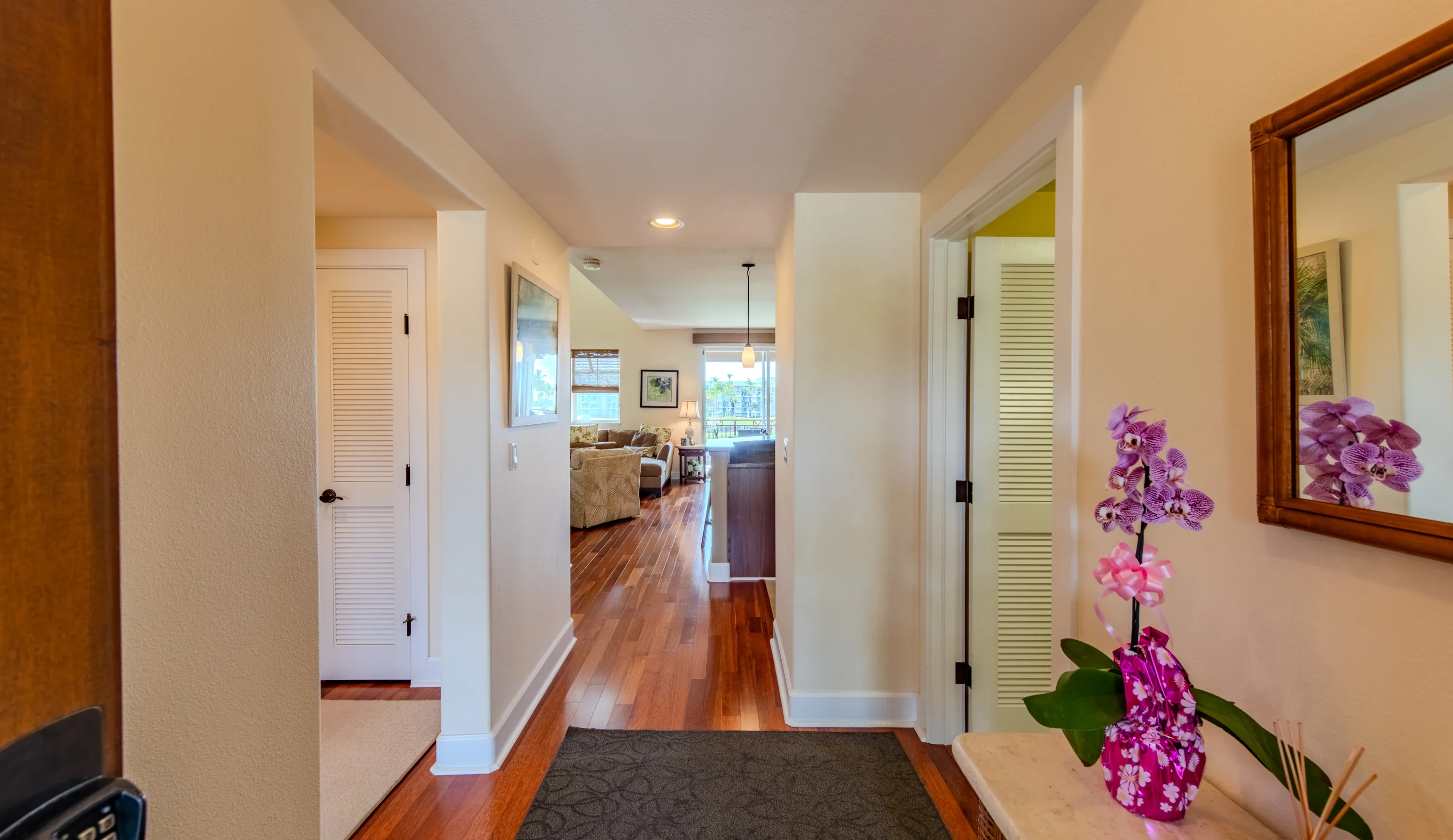 Entry hallway leading into the open living space
